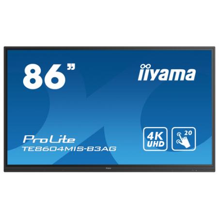 iiyama TE8604MIS-B3AG pizarra y accesorios interactivos 2,18 m (86") 3840 x 2160 Pixeles Pantalla táctil Negro