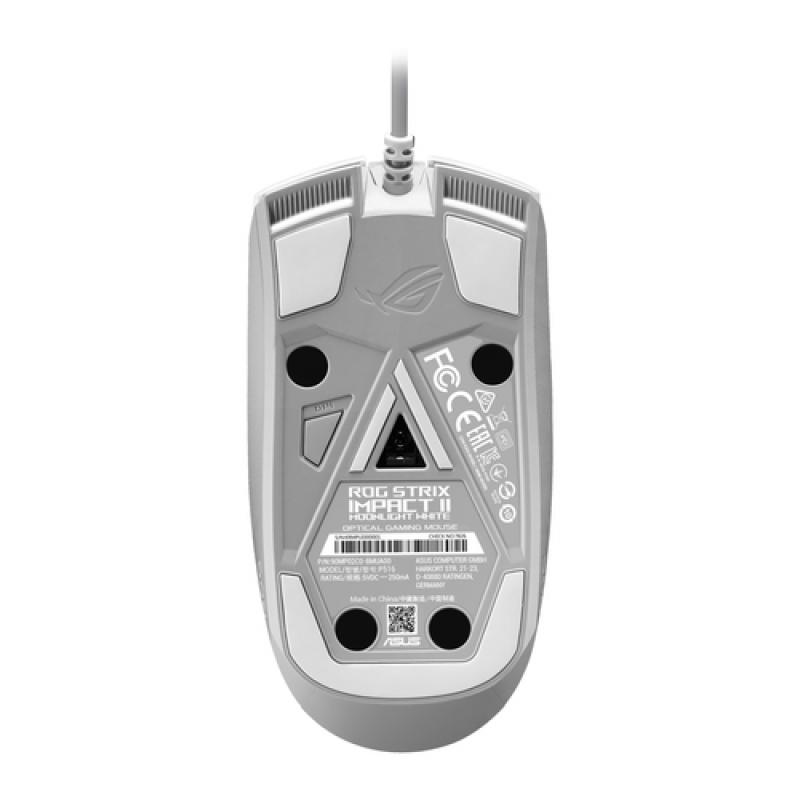 ASUS ROG Strix Impact II Moonlight White ratón Ambidextro USB tipo A Óptico 6200 DPI