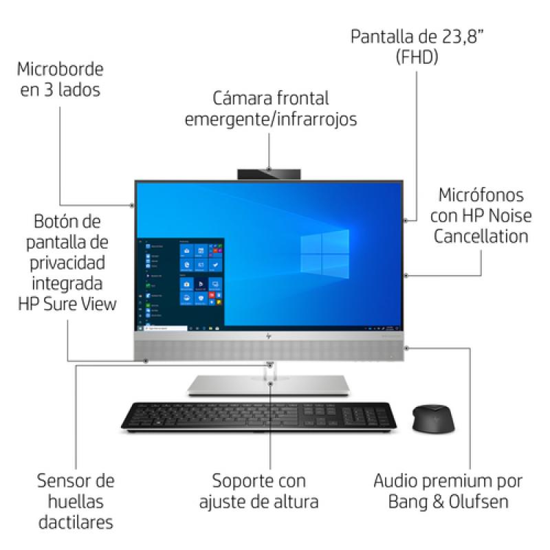 HP EliteOne 800 G6 Intel® Core™ i5 60,5 cm (23.8") 1920 x 1080 Pixeles Pantalla táctil 8 GB DDR4-SDRAM 256 GB SSD PC todo en uno