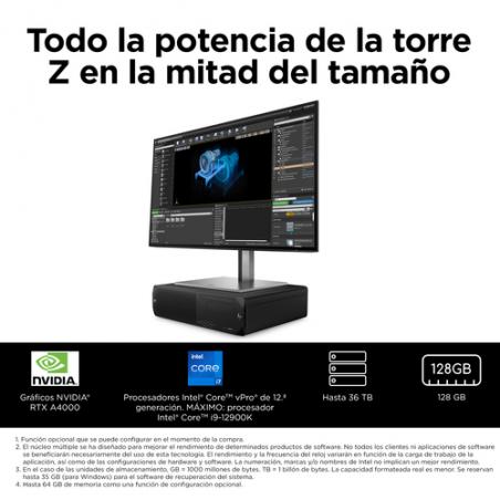 HP Z2 G9 i7-12700 SFF Intel® Core™ i7 16 GB DDR5-SDRAM 512 GB SSD Windows 10 Pro Puesto de trabajo Negro