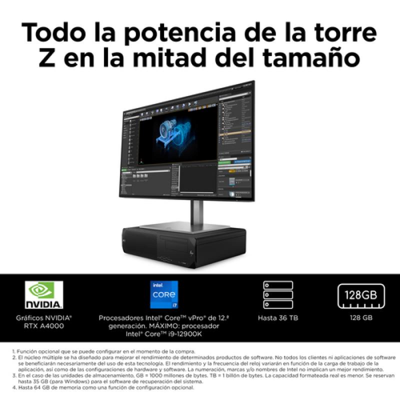 HP Z2 G5 i7-12700 SFF Intel® Core™ i7 16 GB DDR5-SDRAM 512 GB SSD Windows 10 Pro Puesto de trabajo Negro