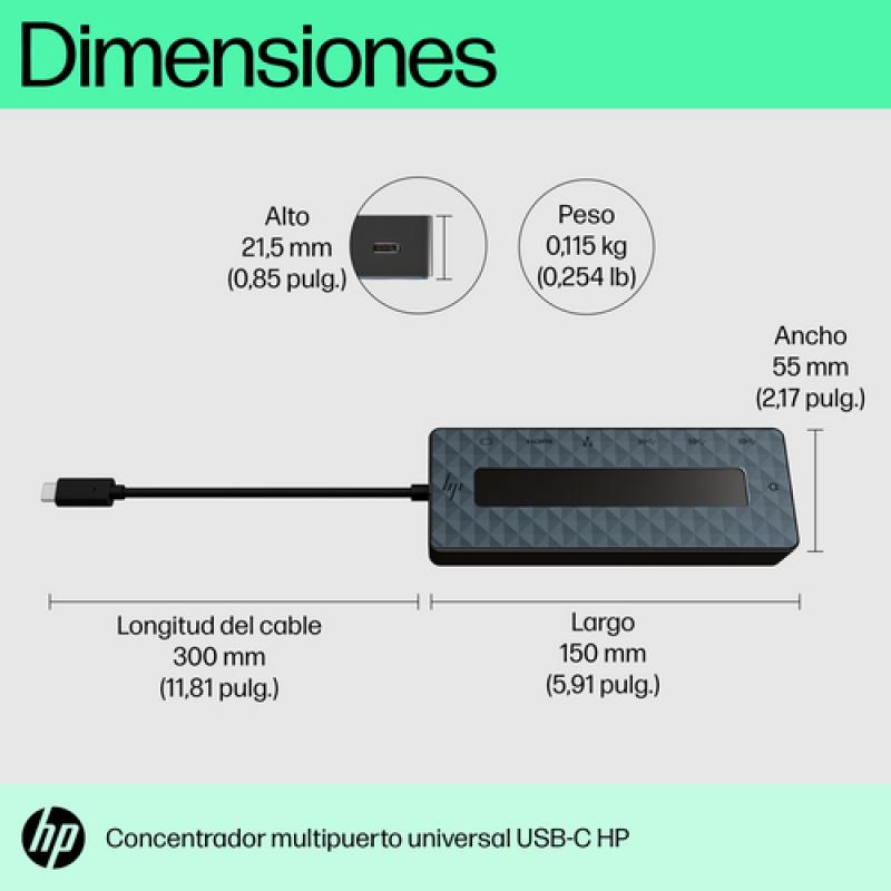 HP 50H55AA hub de interfaz USB 3.2 Gen 2 (3.1 Gen 2) Type-C Negro