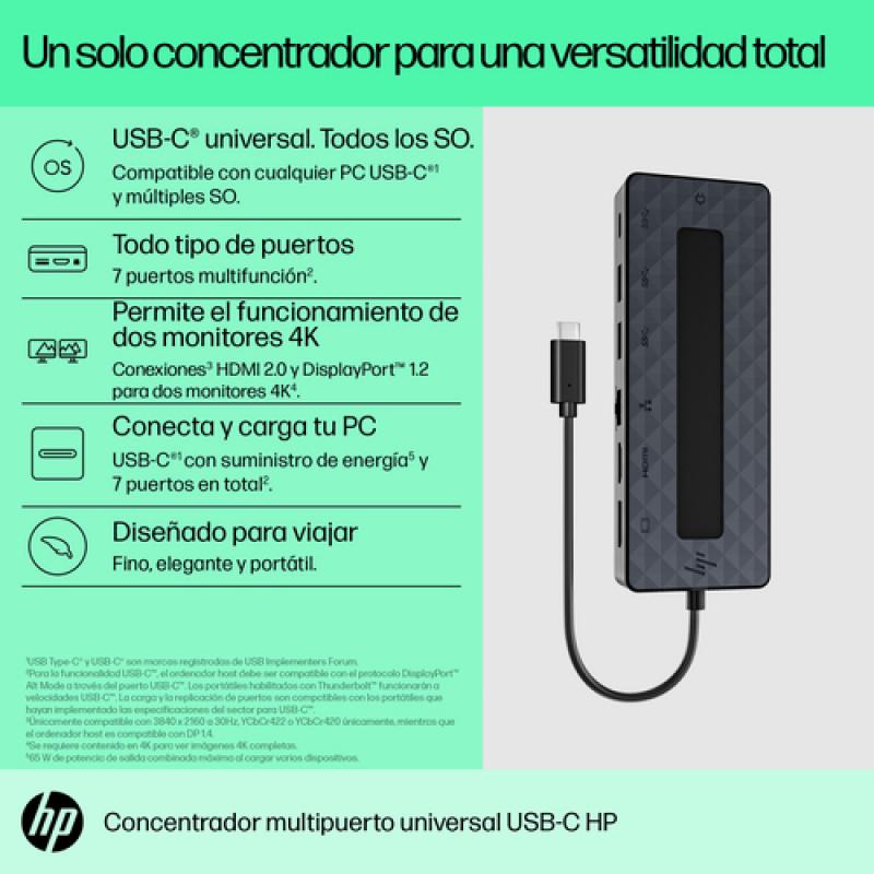 HP 50H55AA hub de interfaz USB 3.2 Gen 2 (3.1 Gen 2) Type-C Negro