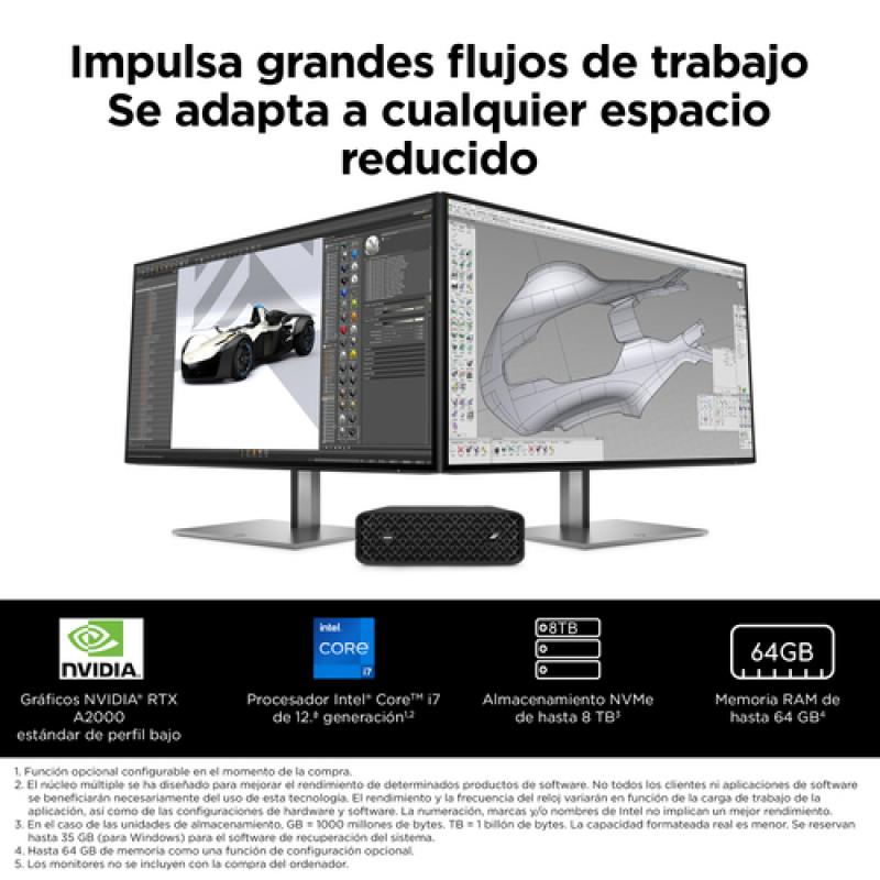 HP Z2 Mini G9 i7-12700 mini PC Intel® Core™ i7 16 GB DDR5-SDRAM 512 GB SSD Windows 10 Pro Puesto de trabajo Negro