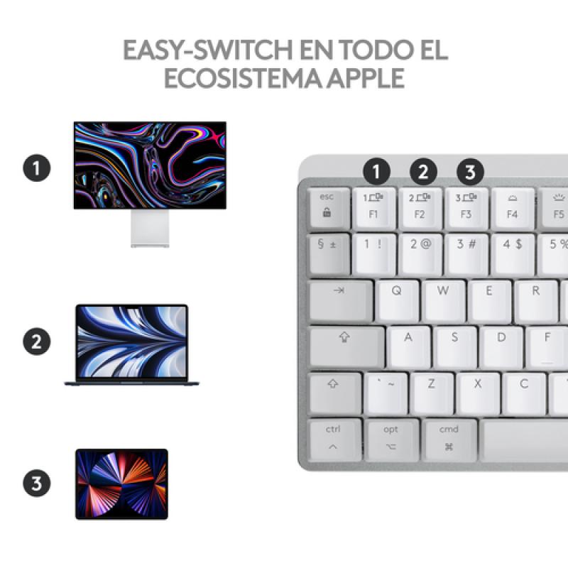 Logitech MX Mini Mechanical for Mac teclado Bluetooth QWERTY Internacional de EE.UU. Gris, Blanco